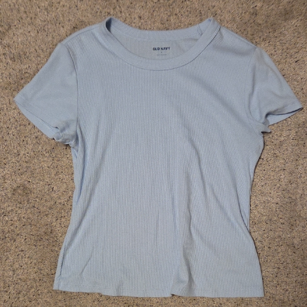 2/$10! Free! Old Navy Fine Rib Light Blue Top Sz L